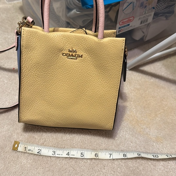 Coach Mini Cally Crossbody Pink Taupe Colorblock Leather Purse - Picture 11 of 12